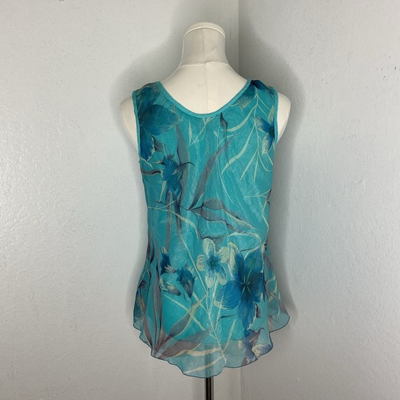 HIBISCUS COLLECTION HAWAII Blue Floral Babydoll Tank Top Y2K Resortwear Small - Picture 4 of 12